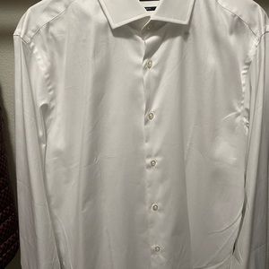 Hugo Boss Men white collar shirt long sleeve Size L New Unused